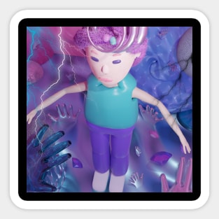 THE GIRL. CUTE 3D PINK DIGITAL ART Sticker